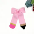 Pink pencil bow hair clip, cute grosgrain ribbon back-to-school hair accessory for girls. - Pink