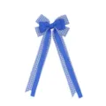 Charming blue gingham hair bow clip with long ribbons, cute kids grosgrain hair accessory. - Sapphire Blue