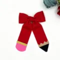 Large red pencil bow hair clip for school girls, cute back to school grosgrain ribbon bow. - Red