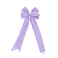 Purple plaid grosgrain bow ribbon hair clip detail, sweet children hair accessory style. - Purple