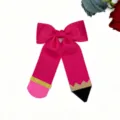 Large pencil hair bow detail showing grosgrain ribbon back to school cute student hair clip. - Rose Red