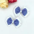 Blue and white plaid hair bows set, ribbon hair clips for cute kids and girls daily wear. - Royal Blue Single Piece