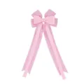 Pink gingham ribbon hair bow clip with long tails, cute hair accessories for kids and girls. - Pink