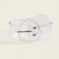 Clear PVC belt fashion accessory retro round buckle casual jeans belt detail view - Transparent Bamboo Buckle / 100cm