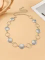 Silver metal disc waist chain belt chic geometric circular links body jewelry dress accessory - Silver
