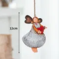 Rostiges Eisen Engel Weihnachtsbaum Hängeornament mit rotem Herz für Festtagsdeko - Herz Engel Ornament