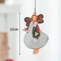 Weihnachts-Eisenengel Hängeornament, süßes Mädchen Figur mit Baum für Festtagsdeko. - Weihnachtsbaum Engel Ornament