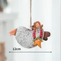 Weihnachten Eisen Kunst Engel Hängeornament 12cm süß Mädchen Stern Anhänger für Baum Fest Dekor - Horizontales Stern Engel Ornament