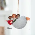 Weihnachten Eisen Engel Anhänger Metall Mädchen Dekor für Weihnachtsbaum festlich 12cm - Horizontales Herz Engel Ornament
