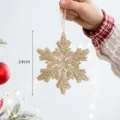 Gouden glitter sneeuwvlok kerstboom hangende ornament feestelijke decoratie 14cm. - Stijl A / Goud