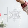 Transparant acryl sneeuwvlok kerstboom hangend ornament glinsterende decoratie 14cm - Stijl B / Zilver