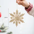 Gouden glitter sneeuwvlok kerstboom hangend ornament kerstdecoratie rekwisiet 14cm - Stijl C / Goud