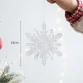 Witte glinsterende sneeuwvlok kerstboom hangend ornament, feestelijke kerstdecoratie 14cm - Stijl D / Zilver