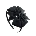 Black grosgrain ribbon swallowtail bow headband for girls, cute hair accessory for daily wear. - Black (20#)