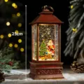 Christmas music snow globe lantern with Santa and tree, vintage red home holiday decor 25cm. - Red Lantern Santa and Tree