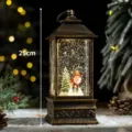 Christmas snow globe lantern with Santa Claus and tree, 25cm festive decorative light. - Bronze Lantern Skiing Santa