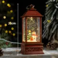 Christmas snow globe lantern with snowman tree, 25cm festive decorative light for holiday home. - Red Lantern Snowman