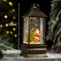 Vintage Christmas snow globe lantern with Santa Claus and tree scene, festive home holiday decor 25cm - Bronze Lantern Santa and Tree