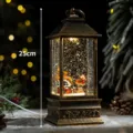 Christmas snow globe lantern with Santa Claus figurine and warm lighting festive decor 25cm - Bronze Lantern Santa and Reindeer