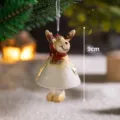 Adorno colgante de reno navideño figura ciervo de cerámica para árbol decorativo festivo - Reno con Vestido Adorno Colgante