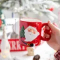 Christmas Santa Claus ceramic mug with 3D embossed holiday tree design for home decor table. - Style E