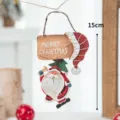 Weihnachtsmann Holz Hängende Ornament Dekoration mit Frohe Weihnachten Schild 15cm gross - Glocken Weihnachtsmann Stil