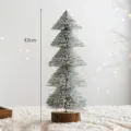 Mini albero di Natale decorazione da tavola con aghi innevati e base in legno 43cm - modello 3 / 43cm