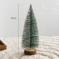 Mini albero di Natale decorazione da tavola con base in legno effetto neve 43cm - Stile 1 / 43cm