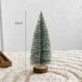Mini Albero di Natale Ornamento 25cm Pino Inneggiato Verde con Base in Legno Tavolo - Stile 1 / 25cm