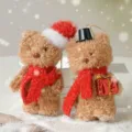 Christmas plush bear hanging pendant cute doll desktop decoration festival scene ornament - Set / Christmas Hat Bear and Top Hat Bear