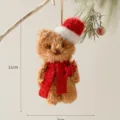 Christmas plush bear hanging ornament with Santa hat cute holiday tree decoration toy setup - Bear With Christmas Hat