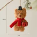 Christmas plush bear hanging ornament with mini black top hat and red scarf for holiday tree. - Top Hat Bear