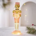 Statuetta Soldato Schiaccianoci Luminoso 27cm Rosa Oro Decorazione Tavolo Natale - Soldato schiaccianoci D