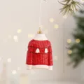 Mini red knit sweater Christmas tree ornament pendant festive holiday home decoration 9cm - Red Sweater