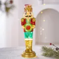 Natale Soldato Schiaccianoci Statuetta Luminoso Vetro Decorazione Tavolo Festa 32.5cm - Soldato schiaccianoci F