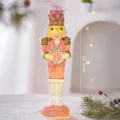 Soldato Schiaccianoci di Natale Rosa Luminoso LED Statuetta Decorazione Tavolo 32.5cm - Soldato schiaccianoci H