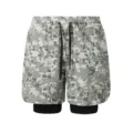 Ανδρικά Καλοκαιρινά Ψηφιακά Camo Αθλητικά Σορτς Διπλής Στρώσης Τρέξιμο Fitness - S / Bottoms / Λευκό καμουφλάζ