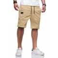 Shorts de plage kaki décontractés pour hommes avec cordon élastique, vêtement d'été. - Kaki