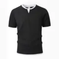 Ανδρικό Casual Ψεύτικο Δίκομμα Κοντομάνικο T-Shirt Μαύρο V-Neck Καλοκαιρινό Top Μόδα - S / Tops / Μαύρο