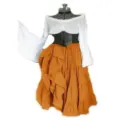 Medieval renaissance dress for women vintage costume off shoulder top corset skirt. - Orange