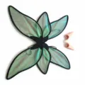 Ensemble d'ailes de fée irisées vertes et d'oreilles d'elfe pour fête de cosplay d'Halloween. - Ailes Noires Et Oreilles d'Elfe