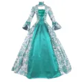 Robe De Cour Florale Verte Vintage Longue Manche Cloche Renaissance Costume Victorien - S / Robes / Vert émeraude