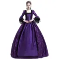 Robe de bal gothique victorienne de la Renaissance médiéval vintage avec manches en dentelle - S / Robes / Violet