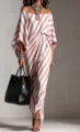 Off shoulder striped dress casual summer fashion loose women dress stylish outfit - S / Dresses / Pink