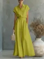 Summer casual solid color shirt and wide leg pants two piece set for women fashion outfit - S / Top And Bottom / Olive