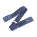 Women invisible elastic waist belt adjustable lazy buckle denim blue trousers waist tightener - Dark Blue Denim - Elastic Style
