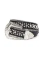 Black Rhinestone Western Leather Belt Punk Sparkly Crystal Studded Waistband for Men Women - Black / 75cm
