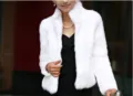 Women White Faux Fur Coat Stand Collar Long Sleeve Slim Fit Plush Jacket Winter Warm - S / Tops / White