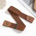 Buckle-free invisible elastic waist belt for women, adjustable jeans waist tightener strap. - Camel - Elastic Style