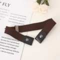Brown elastic stretch belt, adjustable buckleless waist belt for women jeans and pants. - Coffee Style - Elastic Style